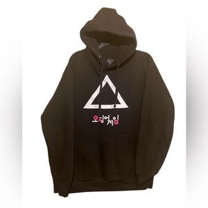 Officially Licensed Squid Game Netflix Triangle Logo Hoodie in Black Sz L